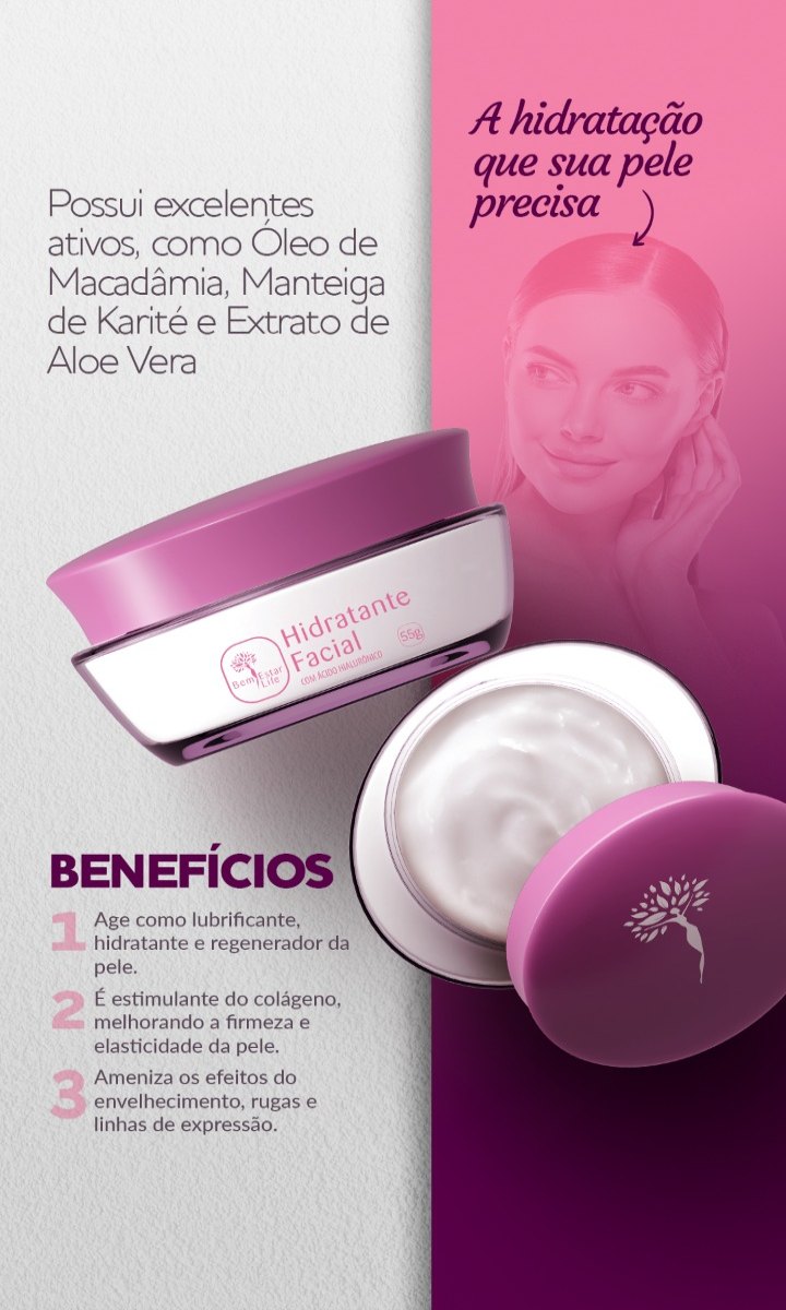 Hidratante facial com acido hialurônico 